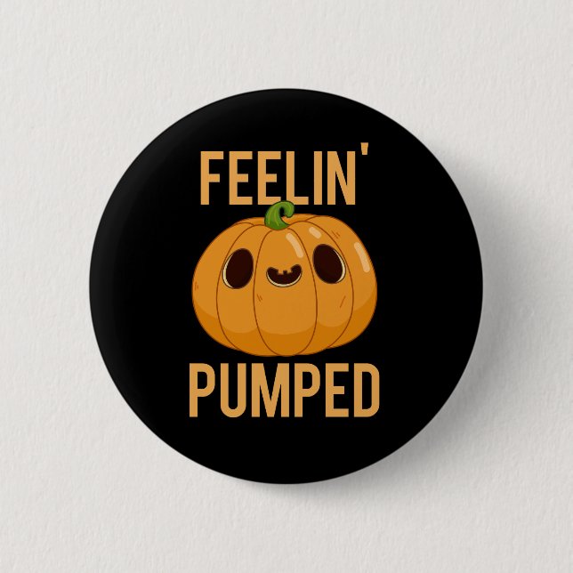 Feelin Pumpny Pumpkin Pun Mörk BG Knapp (Framsida)