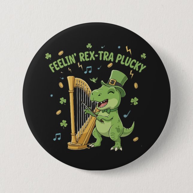 Feelin' Rex-tra Plucky Funny St. Patrick's Day   Knapp (Framsida)