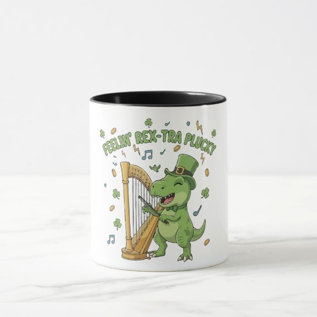 Feelin' Rex-tra Plucky Funny St. Patrick's Day   Mugg (Center)
