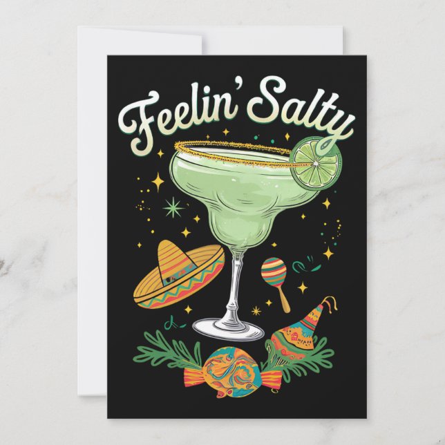 Feelin' Salty Margarita Funny Cinco De Mayo Inbjudningar (Framsida)