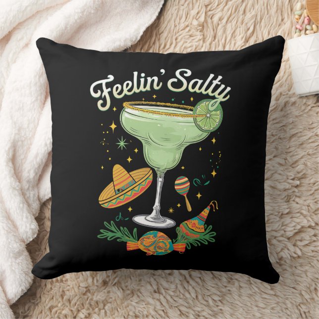 Feelin' Salty Margarita Funny Cinco De Mayo Kudde (Filt)