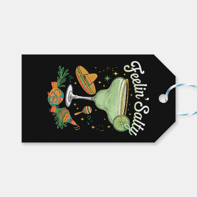 Feelin' Salty Margarita Funny Cinco De Mayo Presentetikett (Framsidan (Horisontell))