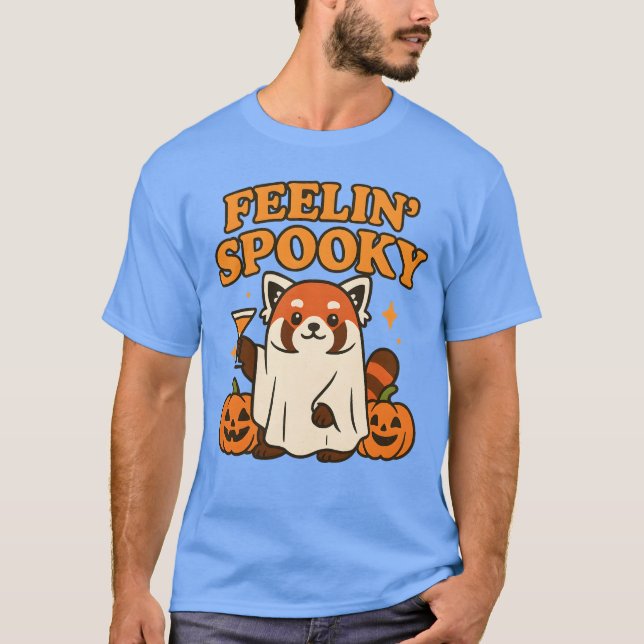 Feelin’ Spooky Red Panda Halloween T Shirt (Framsida)