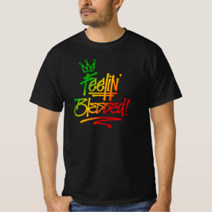 Feelin'Blsed Rasta Graffiti Märkre Stil Reggae T Shirt