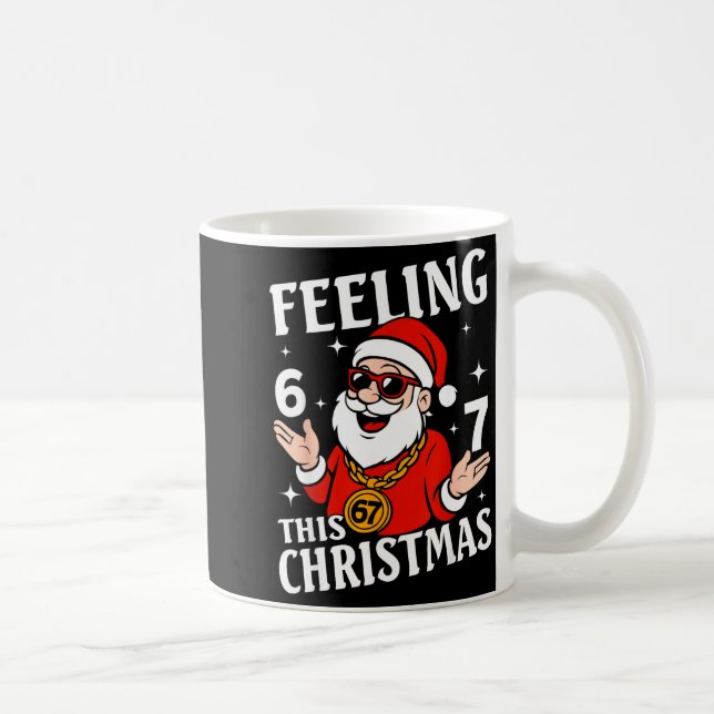 Feeling 6 7 This Christmas Funny Santa Six Seven M Kaffemugg (Höger)