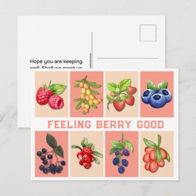 FEELING BERRY BRA Anpassade Strawberry Berries Vykort (Fram/baksida)