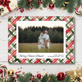 Feeling Blessed, Fun Plaid Christmas Photos Custom Julkort