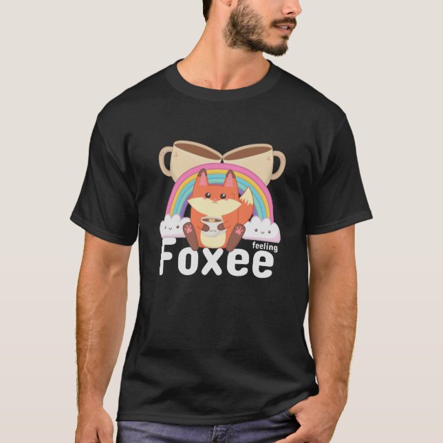 Feeling Foxee Cute Kawaii Fox-kaffe T Shirt (Framsida)