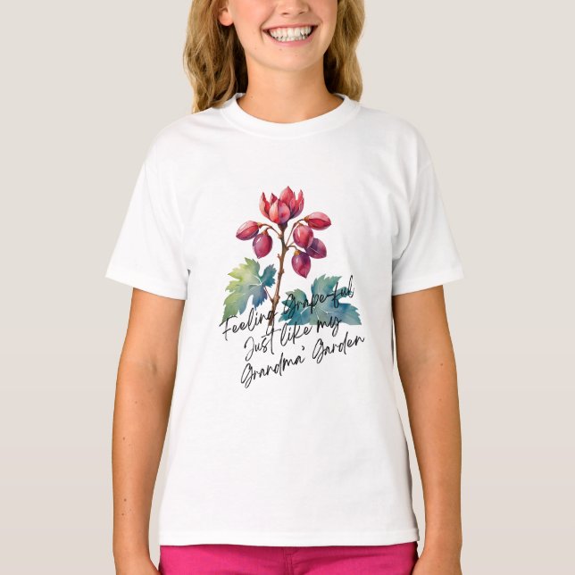 Feeling Grapeful Grandma's Garden Floral Art Print T Shirt (Framsida)