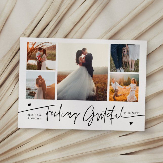 Feeling Grateful White Wedding Multi Photo Tack Kort (Skapare uppladdad)