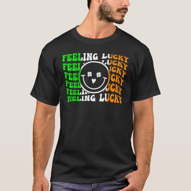 Feeling Lucky Irish Flag Shamrock Leaf St Patrick' T Shirt (Framsida)