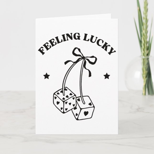 Feeling Lucky Retro Dice Valentine Cute Hearts Rib Kort (Framsida)