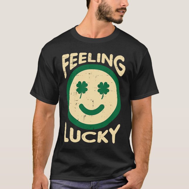 Feeling Lucky Shamrock Saint St Patricks Day Men W T Shirt (Framsida)