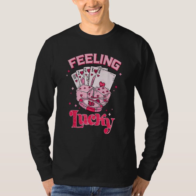 Feeling Lucky Valentine Pocket Xoxo Lucky Valentin T Shirt (Framsida)