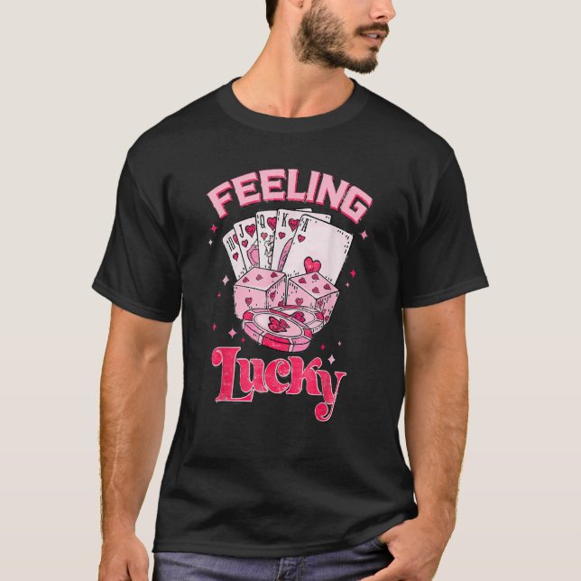 Feeling Lucky Valentine Pocket Xoxo Lucky Valentin T Shirt (Framsida)