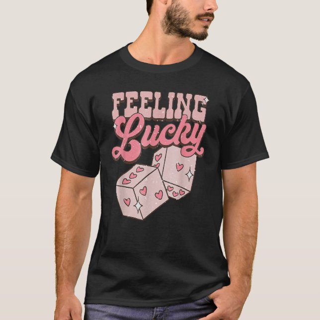 Feeling Lucky Valentines Day Cute Hearts Girls Boy T Shirt (Framsida)