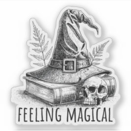 Feeling Magical Witches Spell Book and Skull Klistermärken