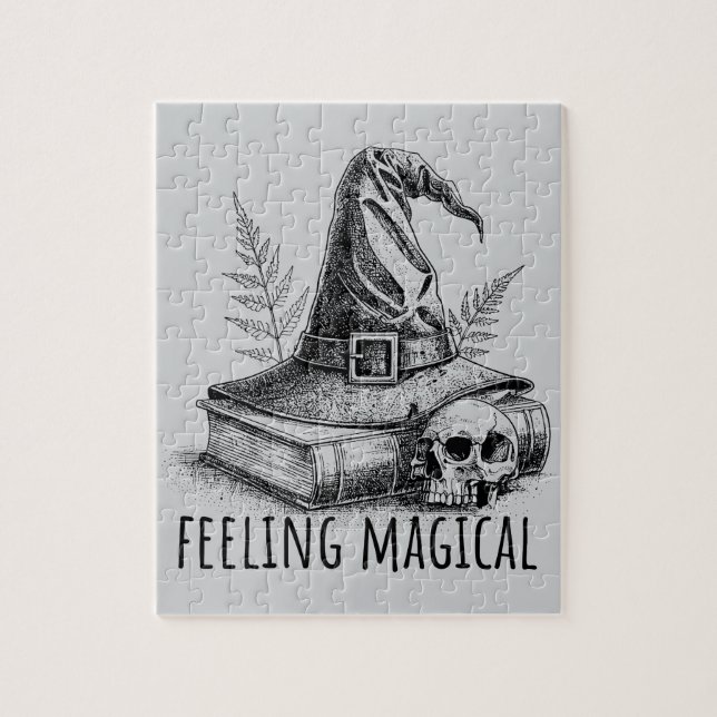 Feeling Magical Witches Spell Book and Skull Pussel (Vertikal)