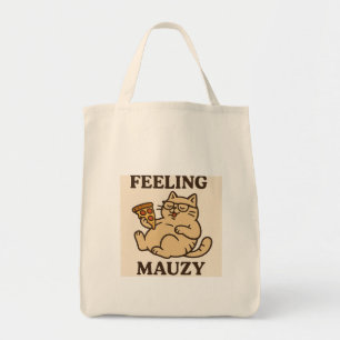 Feeling Mauzy - Retro Cat Pizza Vibes Aesthetic Tygkasse