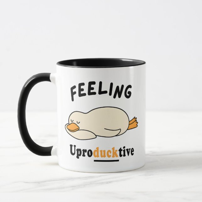 Feeling Unproductive Funny Sleeping Duck Meme Mugg (Vänster)
