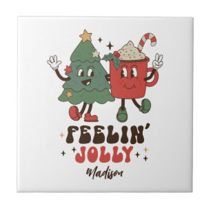 Feelin's Jolly Juldag Helgdagarna Funny Retro Namn Kakelplatta