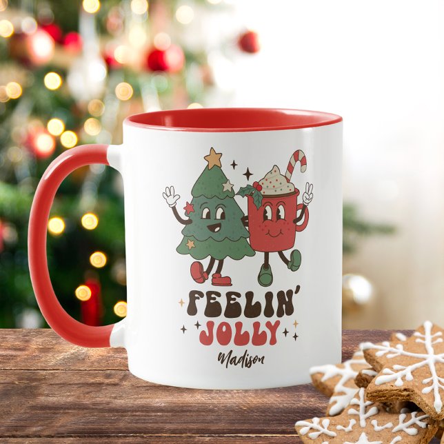 Feelin's Jolly Juldag Helgdagarna Funny Retro Namn Mugg (Skapare uppladdad)