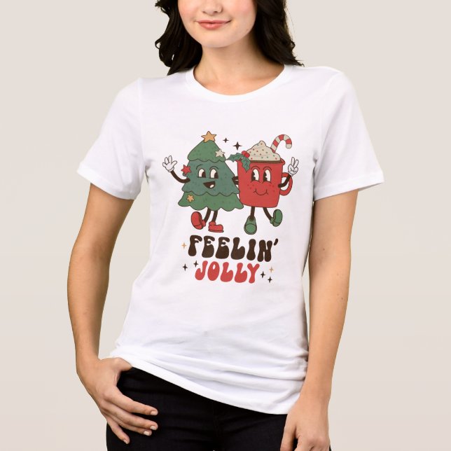 Feelin's Jolly Juli Helgdagar Funny Retro T Shirt (Framsida)