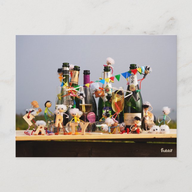 Feestende fubby's de van een feestje houden, gefel vykort (Framsida)