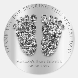 Feet Baby Shower Favor (favoriter) Tack Glitter Si Runt Klistermärke