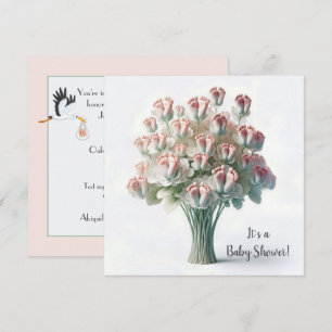 Feet Flower Bouquet för Rosa av babyskor Inbjudningar