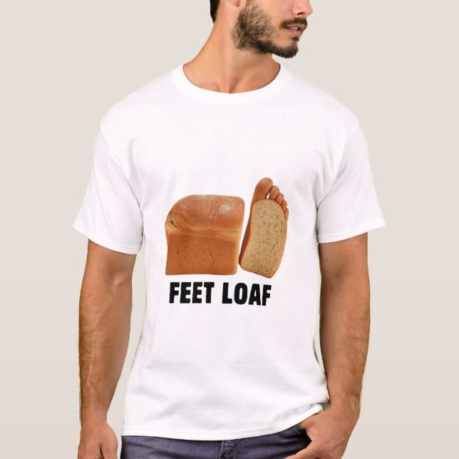 Feet Loaf Design Logo Brainrot Bread Black Text T Shirt (Framsida)
