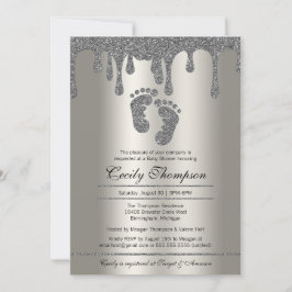 Feet Shower för Platinum Glitter Drip Luxury Baby Inbjudningar