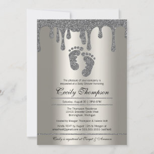 Feet Shower för Platinum Glitter Drip Luxury Baby Inbjudningar