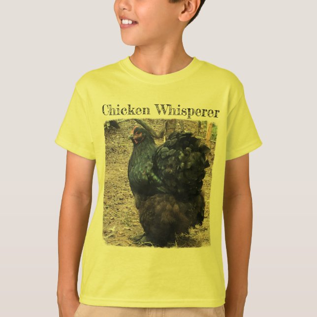 Feg Whisperer med den svart Cochin hönan T Shirt (Framsida)
