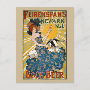 Feigenspans bock Beer Vintage affisch 1890-tal Vykort