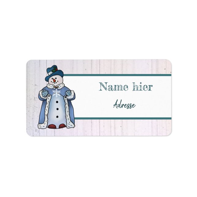 Feiner Schneemann Adressetikett (Framsidan)