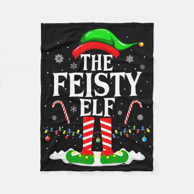 Feisty Elf Julafton Funny Matching Family Group Ch Fleecefilt (Framsidan)