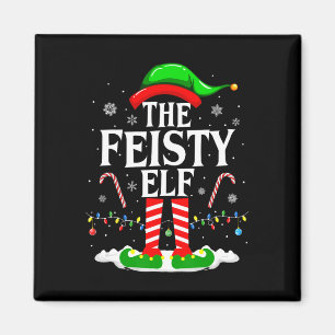 Feisty Elf Julafton Funny Matching Family Group Ch Magnet