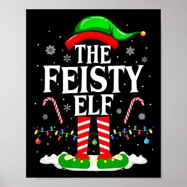 Feisty Elf Julafton Funny Matching Family Group Ch Poster (Framsidan)