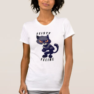 Feisty Kattdjur Superhjälte Funny Crazy Cat T Shirt