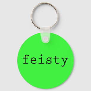 Feisty Keychain med Neon Grönt Background Nyckelring