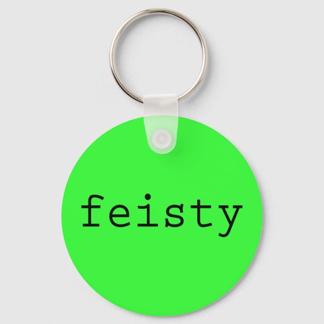 Feisty Keychain med Neon Grönt Background Nyckelring (Framsida)