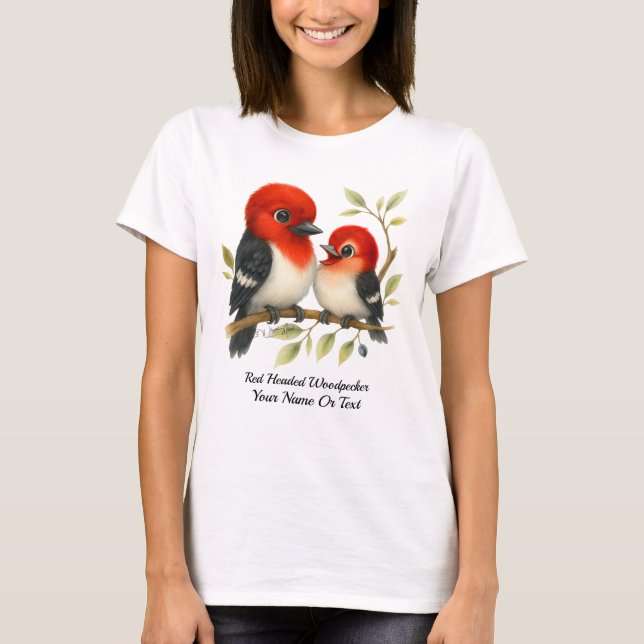 Feisty Red-head Woodpecker T Shirt (Framsida)