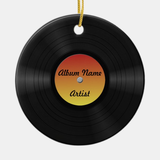 Fejka det beställnings- vinylrekordet julgransprydnad keramik (Framsidan)