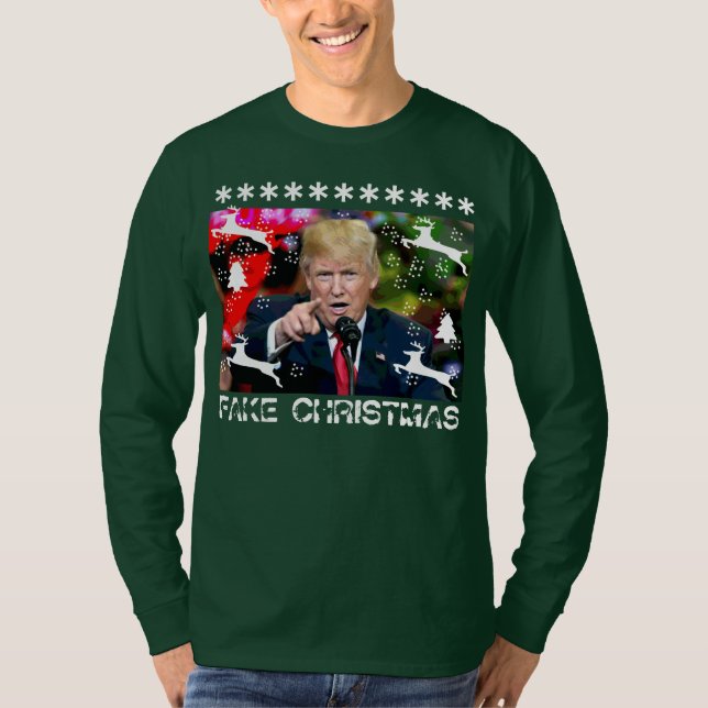 Fejka skjorta 2 för julDonald Trump ful jul T-shirt (Framsida)