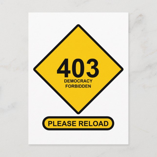Fel 403: Demokrati förbjuden Vykort (Framsida)