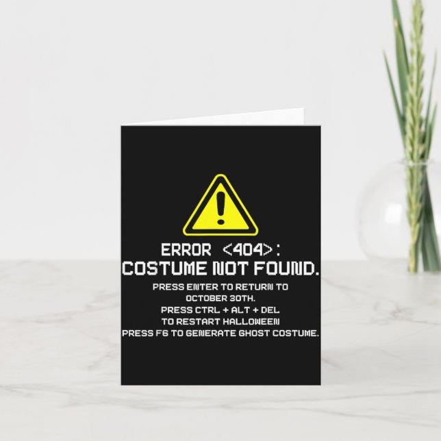 Fel 404 Kostym hittades inte Rolig Halloween för Kort (Framsida)
