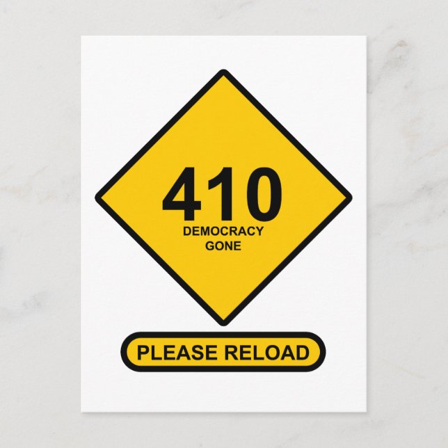 Fel 410: Demokrati Borta Vykort (Framsida)