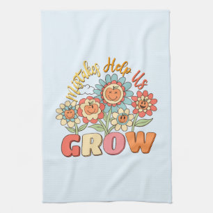 Fel hjälper oss att växa Spelande Blommigt Motiv Kökshandduk