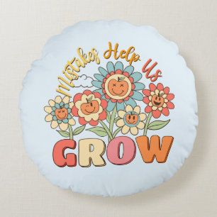Fel hjälper oss att växa Spelande Blommigt Motiv Rund Kudde